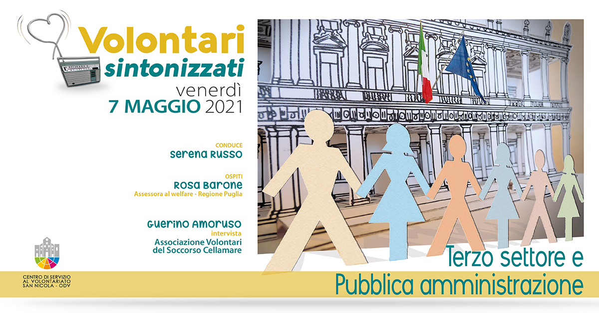 Banner Terzo settore e Pubblica amministrazione Volontari sintonizzati 2021 CSVSN