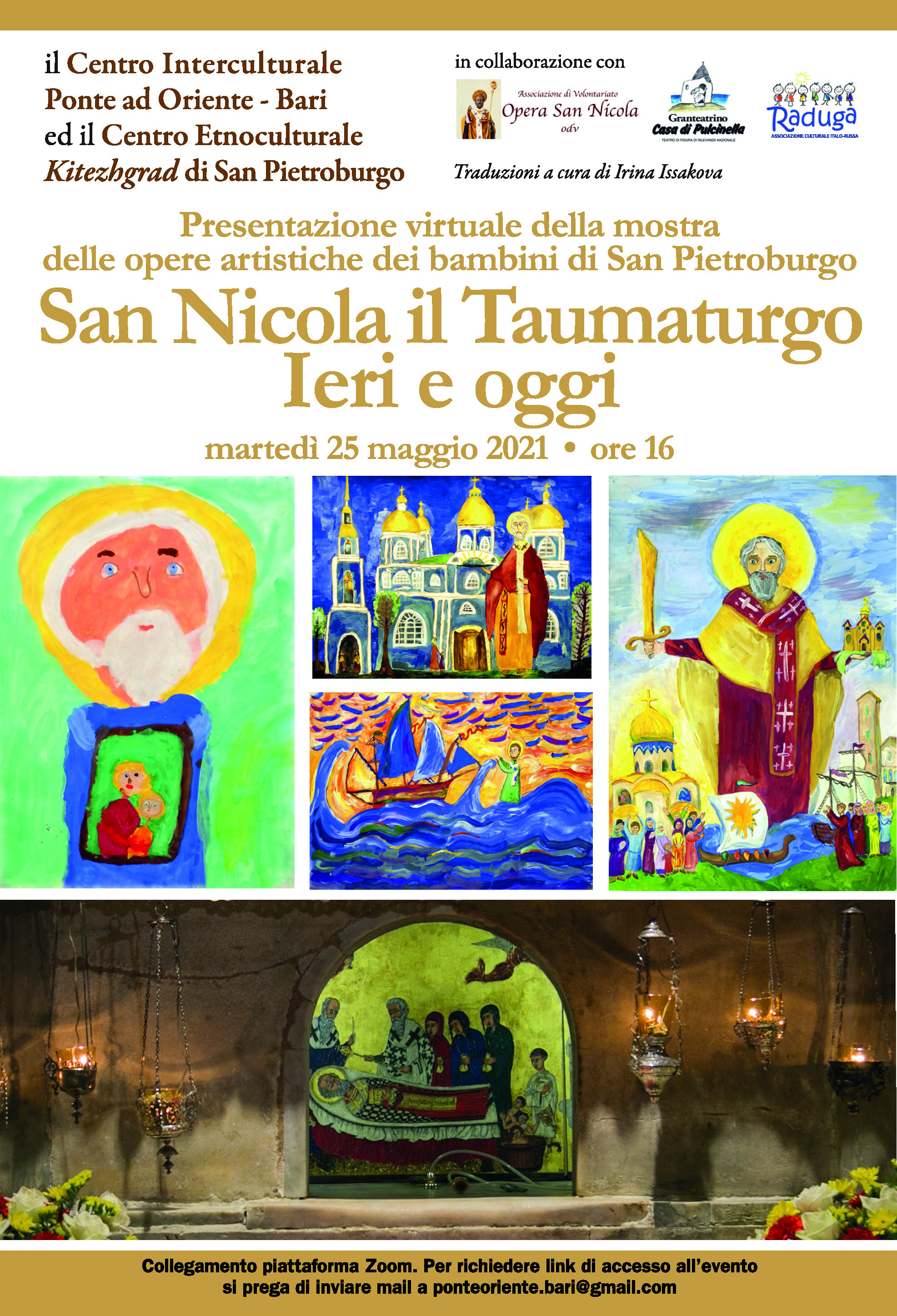 Locandina San Nicola il Taumaturgo Ieri e oggi presentazione virtuale della mostra delle opere dei bambini di San Pietroburgo