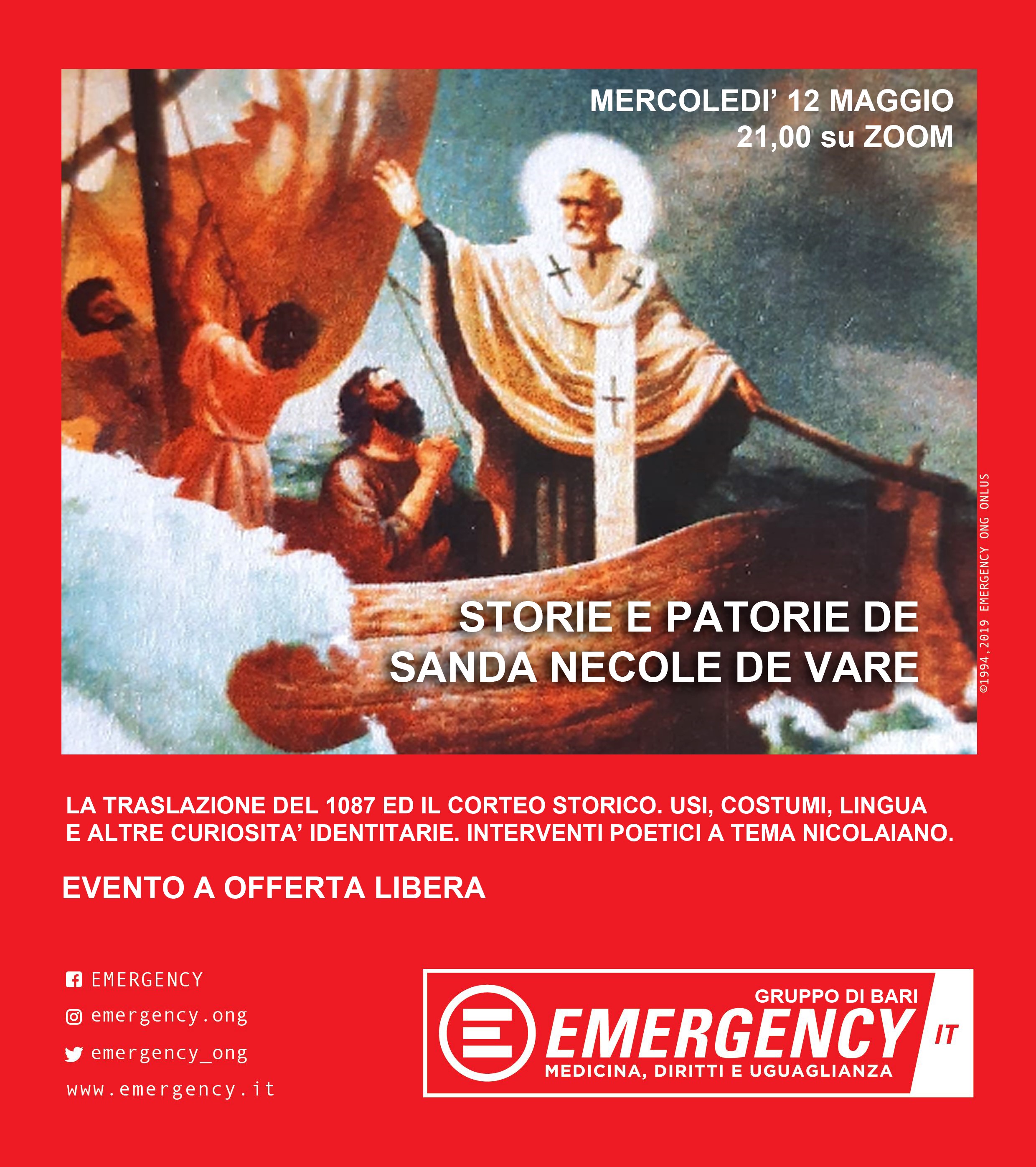 Locandina Storie e patorie de Sanda Necole de Vare Emergency Bari 2021