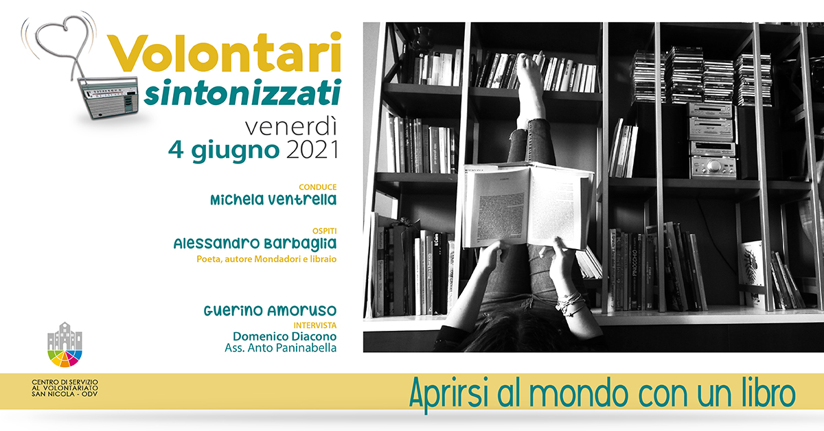Banner Aprirsi al mondo con un libro Volontari sintonizzati CSV San Nicola 2021