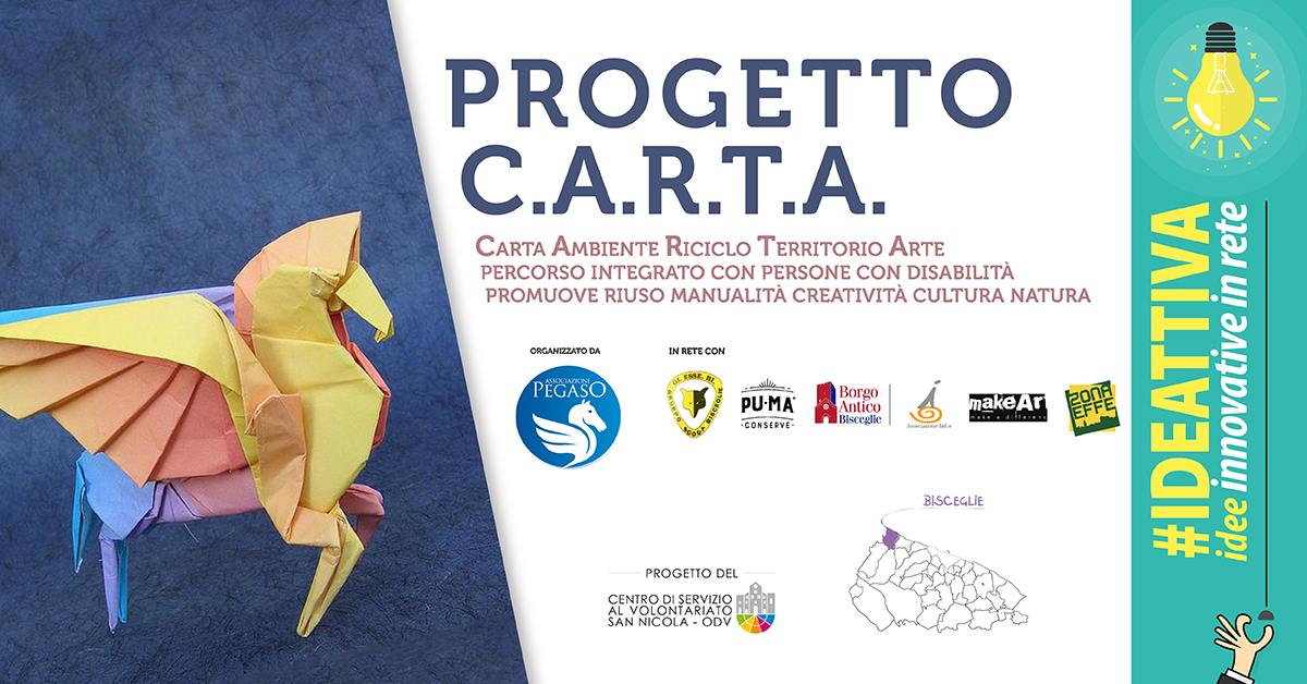 Banner Progetto CARTA IDEATTIVA 2021 CSV San Nicola - Associazione Pegaso