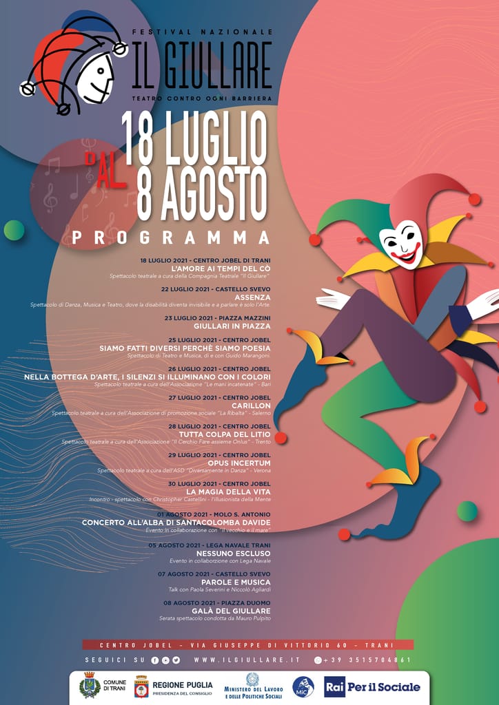 Locandina Il Giullare Festival nazionale del Teatro contro ogni barriera 2021 r