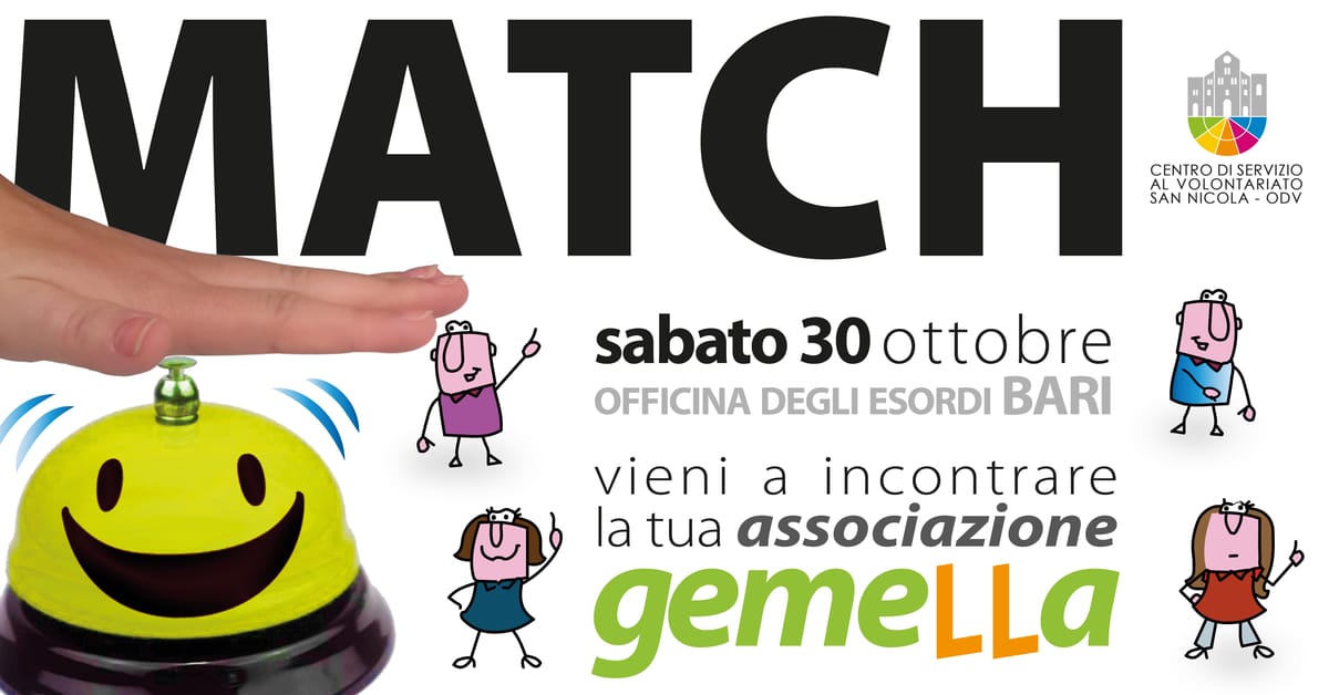 Banner Match 2021 tra Aspiranti Volontari e Associazioni di Volontariato CSV SAN NICOLA
