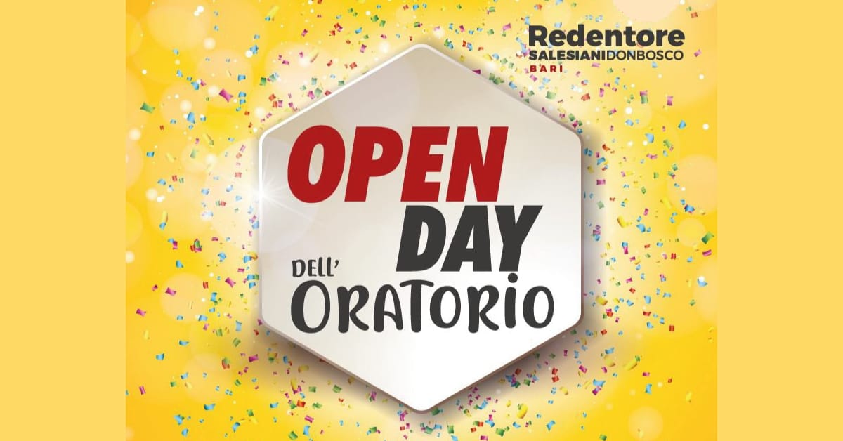 Banner Open day dell’Oratorio Redentori Salesiani Don Bosco Bari 2021