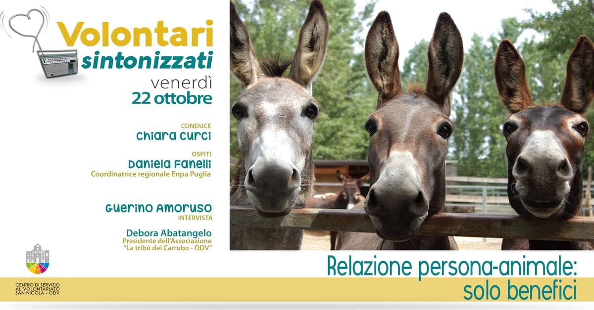 Banner Relazione persona animale solo benefici Volontari sintonizzati CSV San Nicola 2021