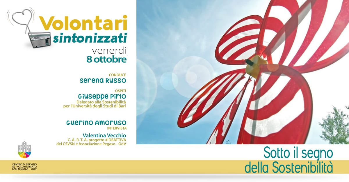 Banner Sotto il segno della sostenibilità Volontari sintonizzati CSV San Nicola 2021