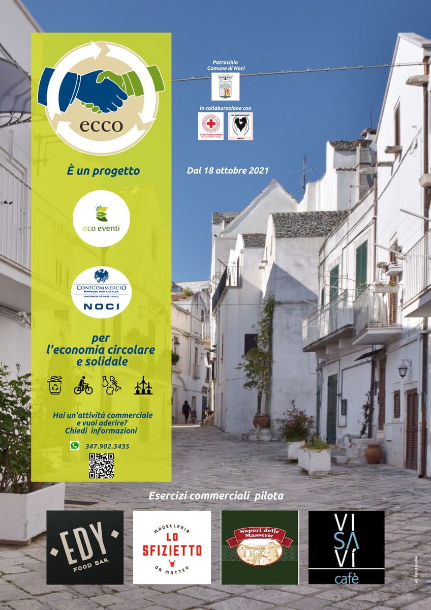 Locandina progetto ECCO per economia circolare e solidale Eco Eventi OdV Confcommercio Noci