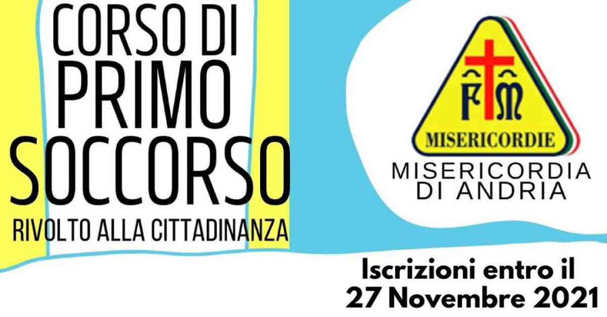 Banner Corso di Primo Soccorso Confraternita di Misericordia di Andria 2021