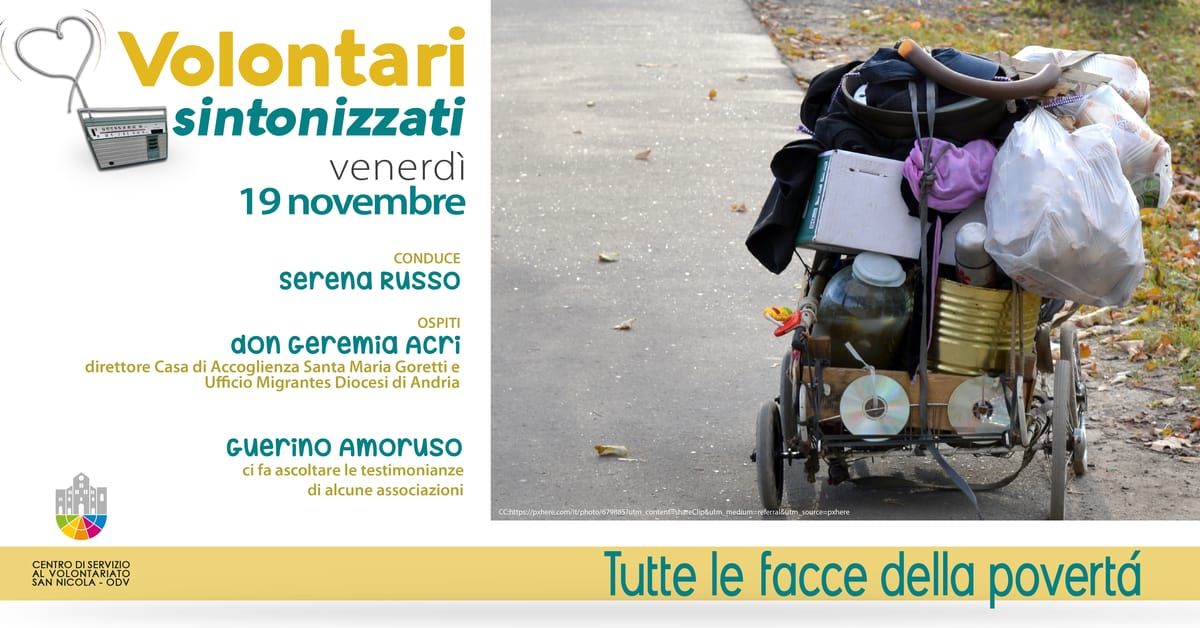 Banner Tutte le facce della povertà Volontari sintonizzati CSV San Nicola 2021