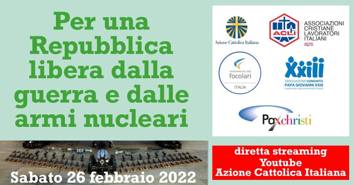 Banner Per una Repubblica libera dalla guerra e dalle armi nucleari 2022