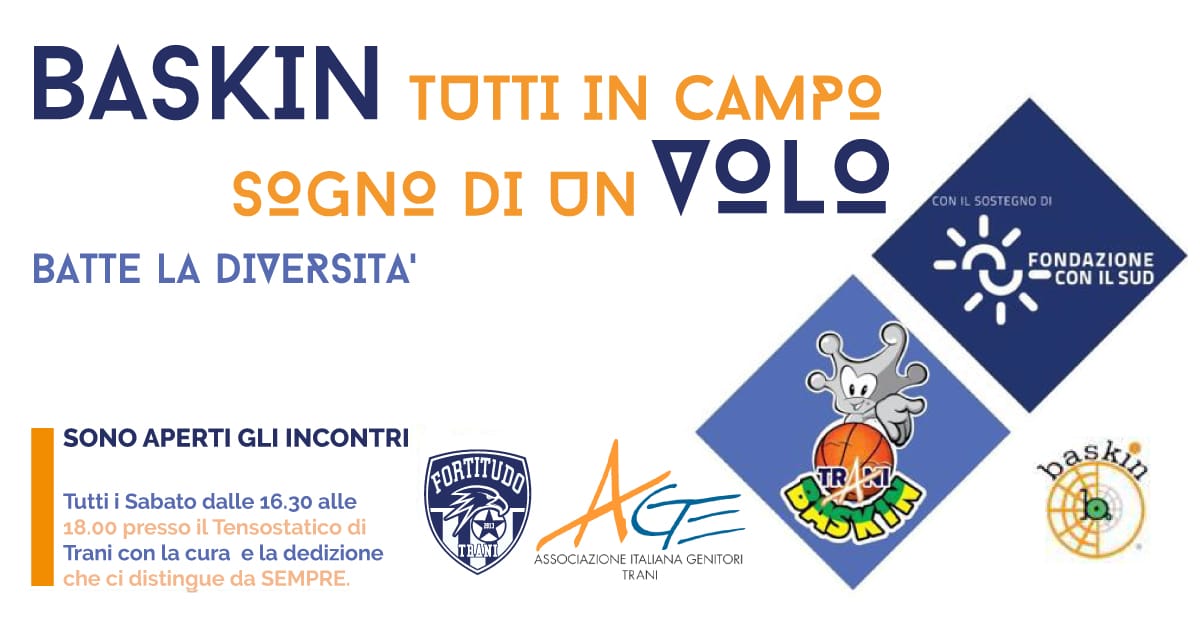 Banner Baskin tutti in campo sogno di un volo Age Trani