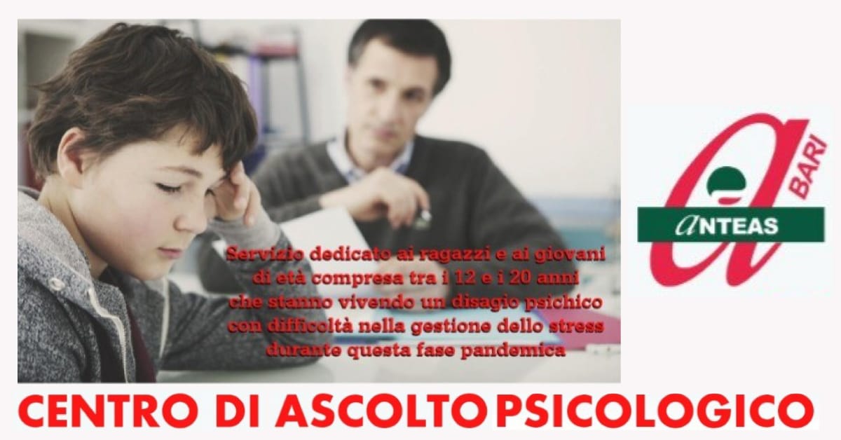 Banner Centro di ascolto psicologico per giovani Anteas Bari