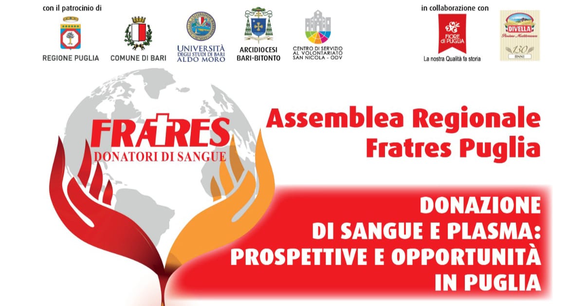 Banner FRATRES Puglia tavola rotonda Donazione di sangue e plasma prospettive e opportunità in Puglia
