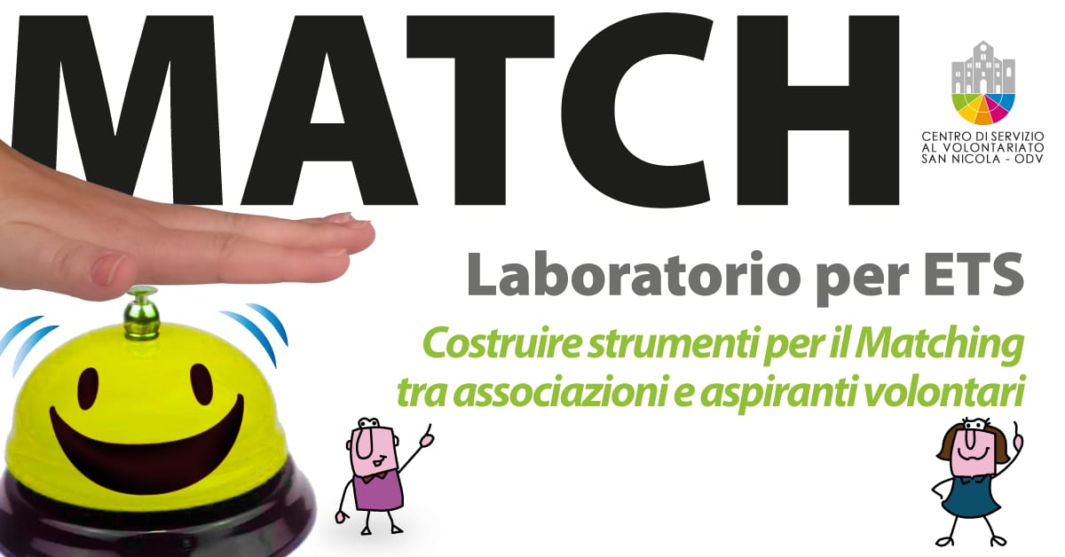 Banner Laboratorio per enti del Terzo settore Match Favorire incontri fra associazioni e aspiranti volontari