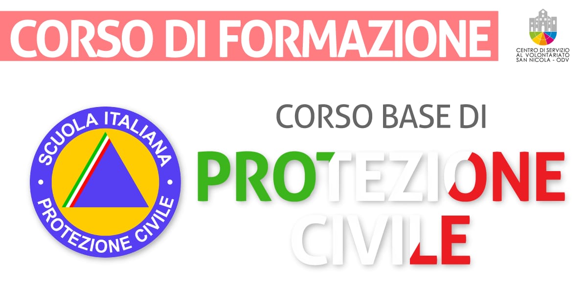 Banner corso di formazione Corso base di Protezione civile CSV San Nicola