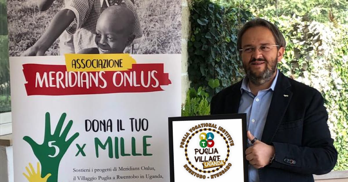 Banner donazione ristoratore Oronzo Armienti Associazione Meridians Scuola Uganda