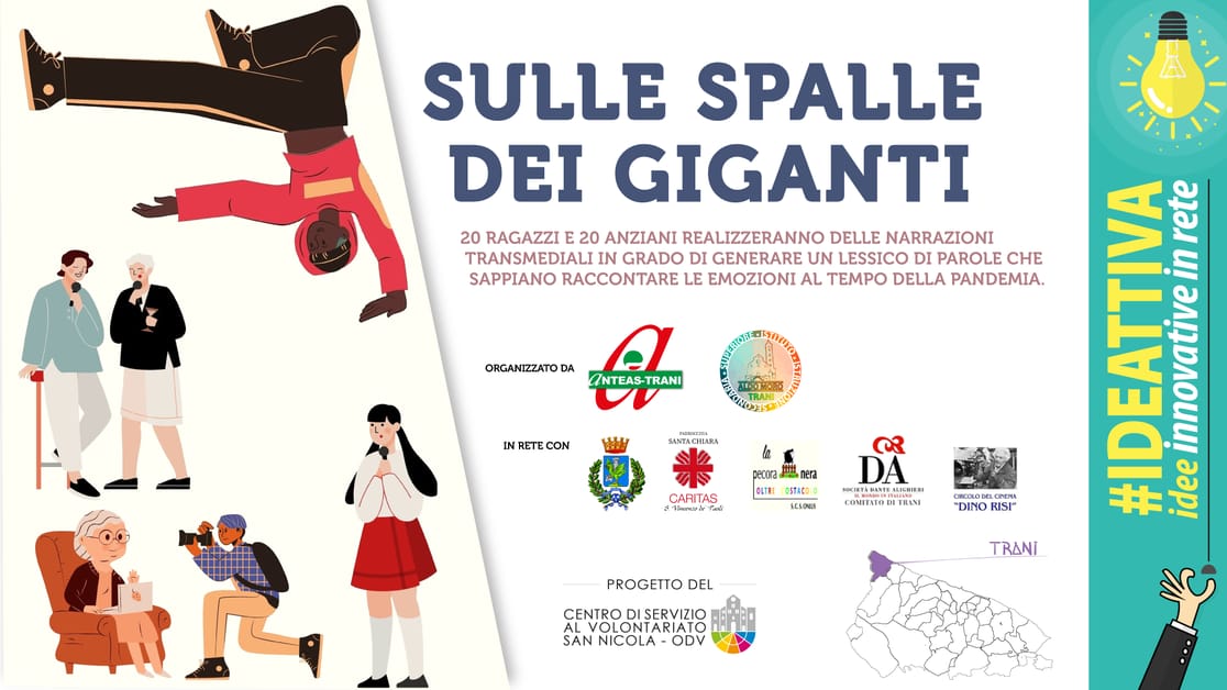 Banner Anteas Trani organizza Sulle spalle dei giganti. Racconti dal tempo della pandemia progetto #IDEATTIVA