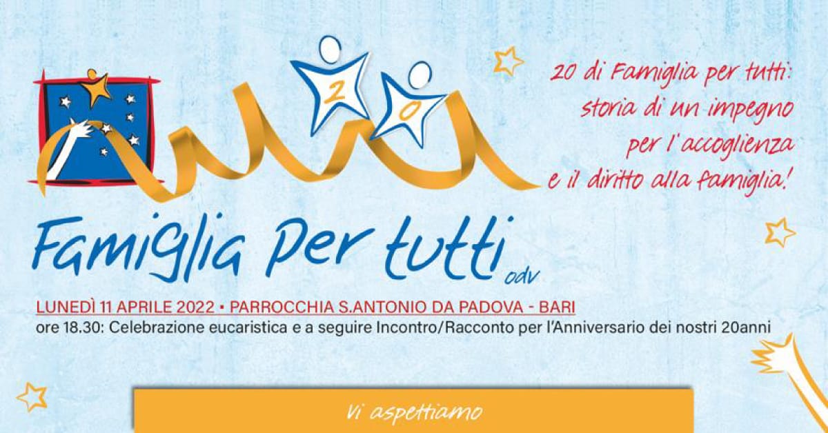Banner Famiglia per Tutti festeggia ventennale