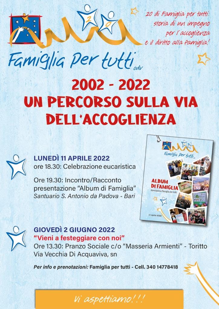 Locandina Famiglia per Tutti festeggia ventennale