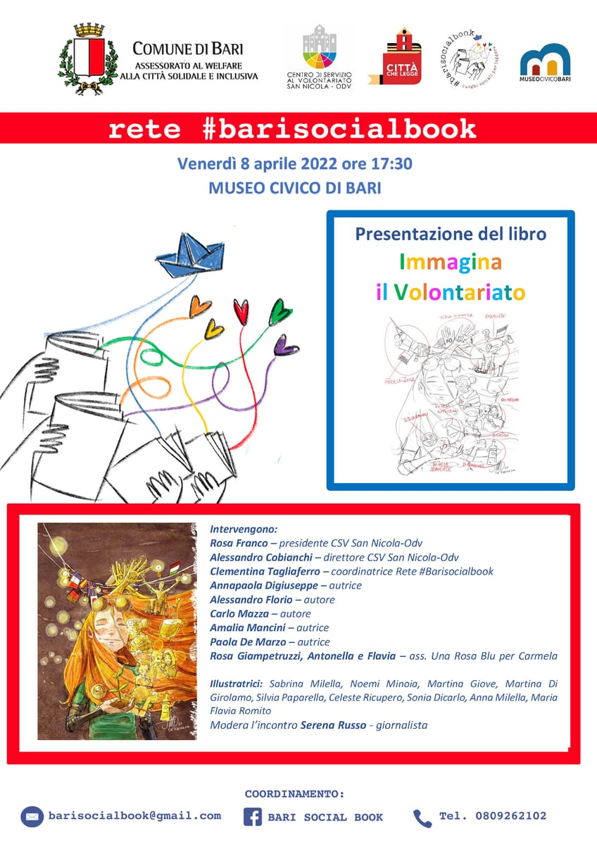 Locandina Presentazione Immagina il Volontariato CSV San Nicola rete Bari Social Book pubblicazione edizioni di pagina