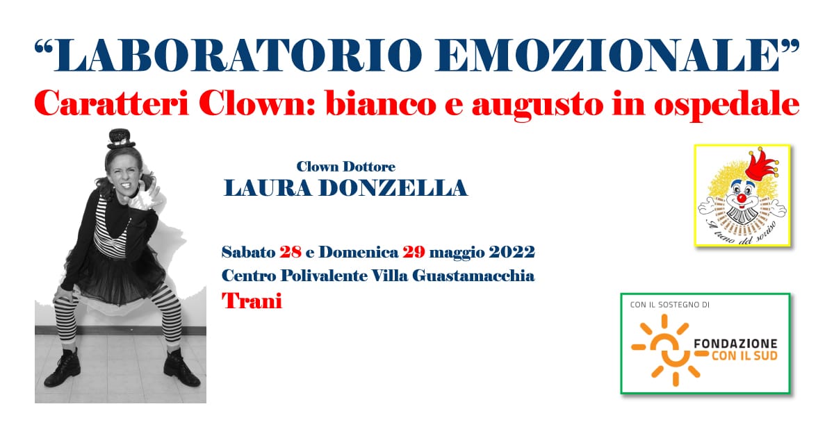 Banner Caratteri Clown bianco e augusto in ospedale Il Treno del Sorriso OdV