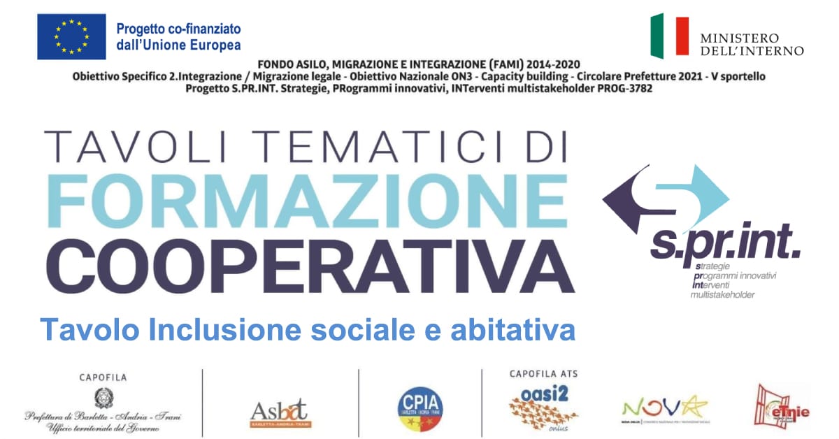 Banner FAMI SPRINT Tavoli tematici Inclusione sociale e abitativa