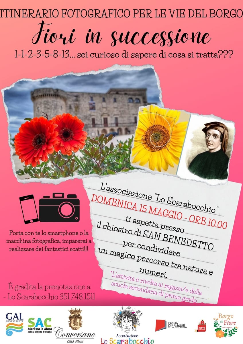 Locandina Fiori in successione itinerario fotografico Conversano Lo Scarabocchio