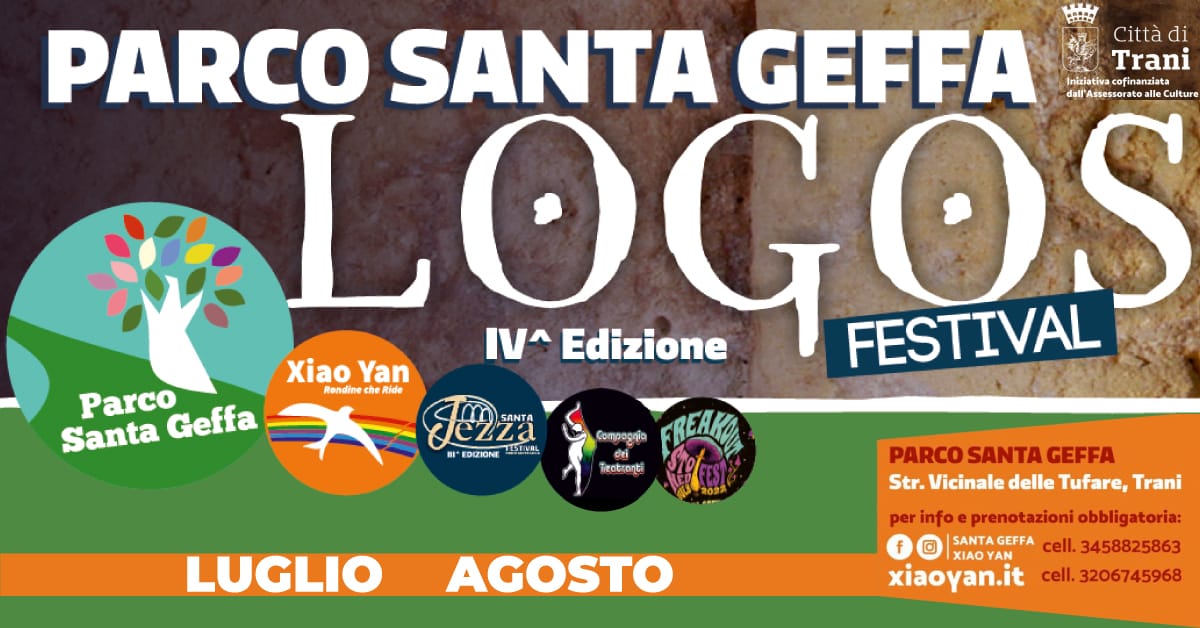 Banner 4ª edizione Logos Festival Parco Santa Geffa Trani Xiao Yan