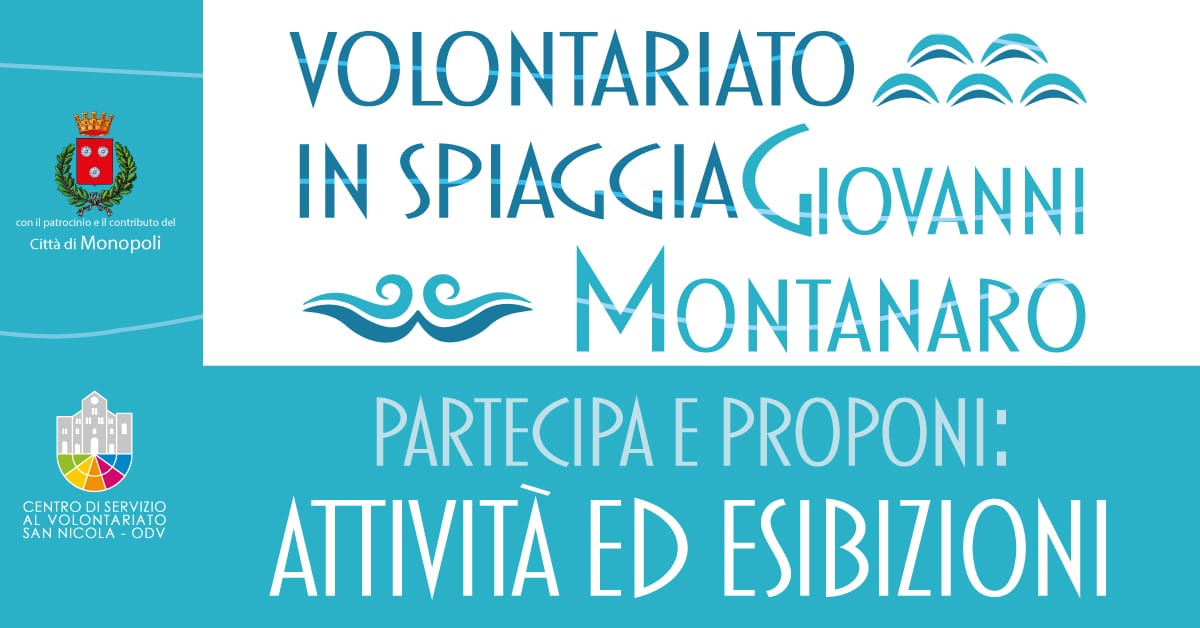 Banner Partecipa e Proponi attività ed esibizioni per Volontariato in Spiaggia Giovanni Montanaro 2022