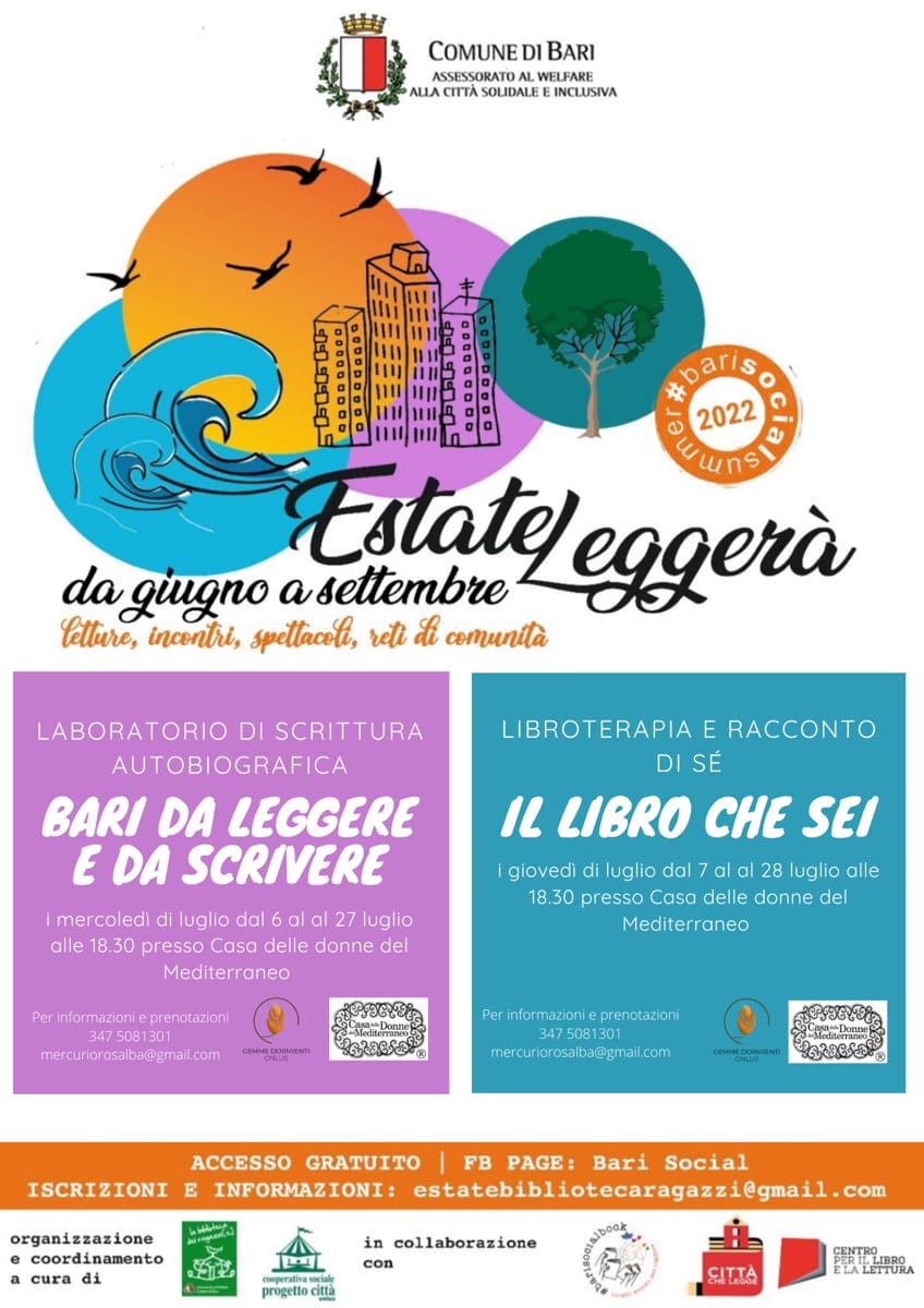 Locandina Laboratori di scrittura autobiografica e Libroterapia 2022 Gemme Dormienti Bari