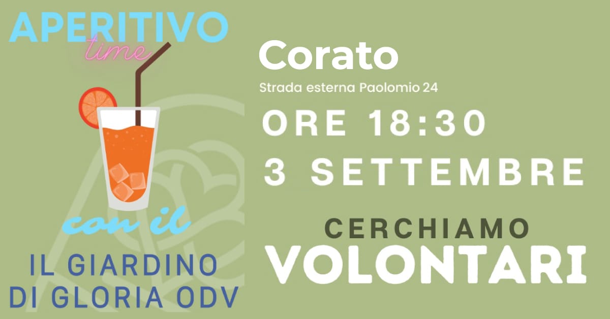 Banner Aperitivo aspiranti volontari Corato Il Giardino di Gloria OdV