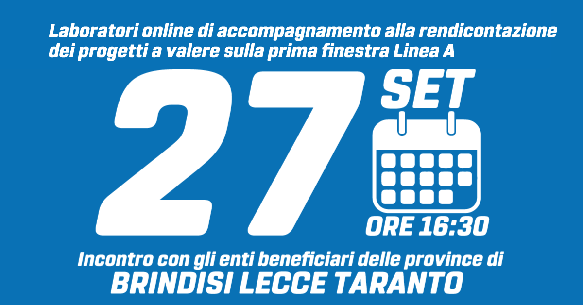 Banner Puglia Capitale Sociale accompagnamento rendicontazione Linea A 27set