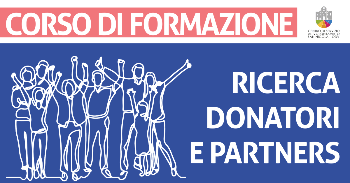 Banner corso di formazione Ricerca donatori e partners CSV San Nicola
