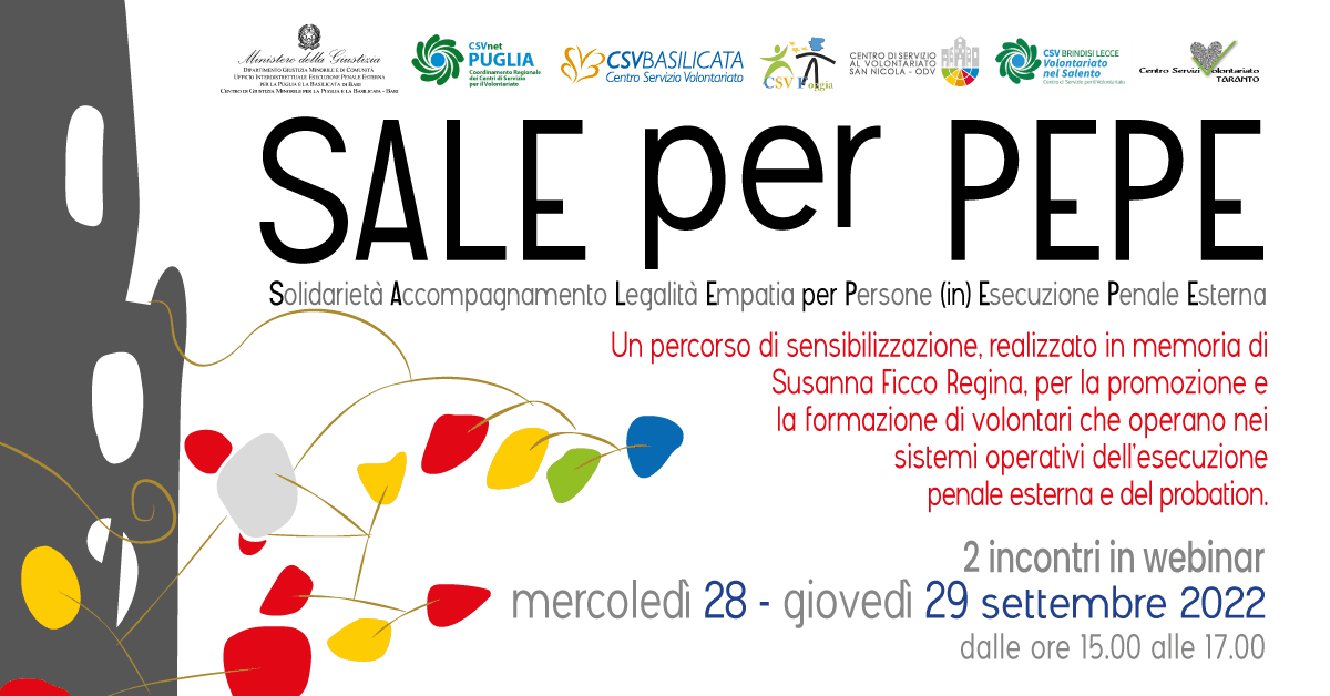 Banner webinar esecuzione penale esterna probation 2022 Puglia Basilicata