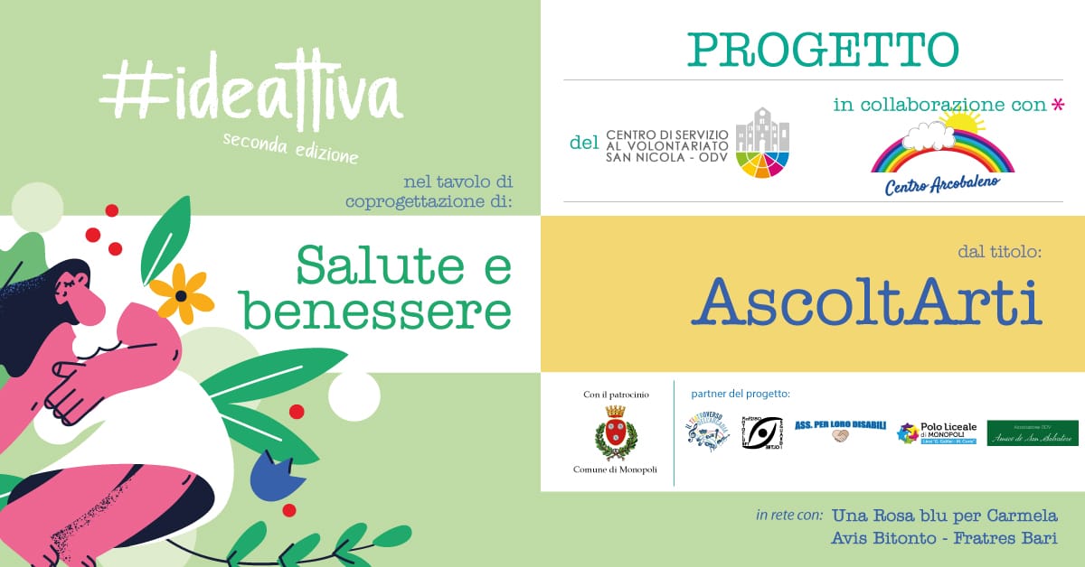 Banner AscoltArti benessere psicofisico arti sociali Salute e Benessere Ideattiva 2022 CSVSN