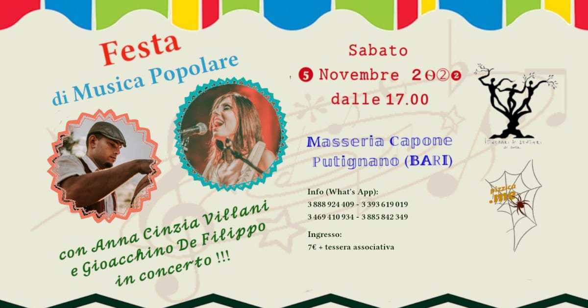 Banner Festa di Musica popolare Itinerari e sentieri APS
