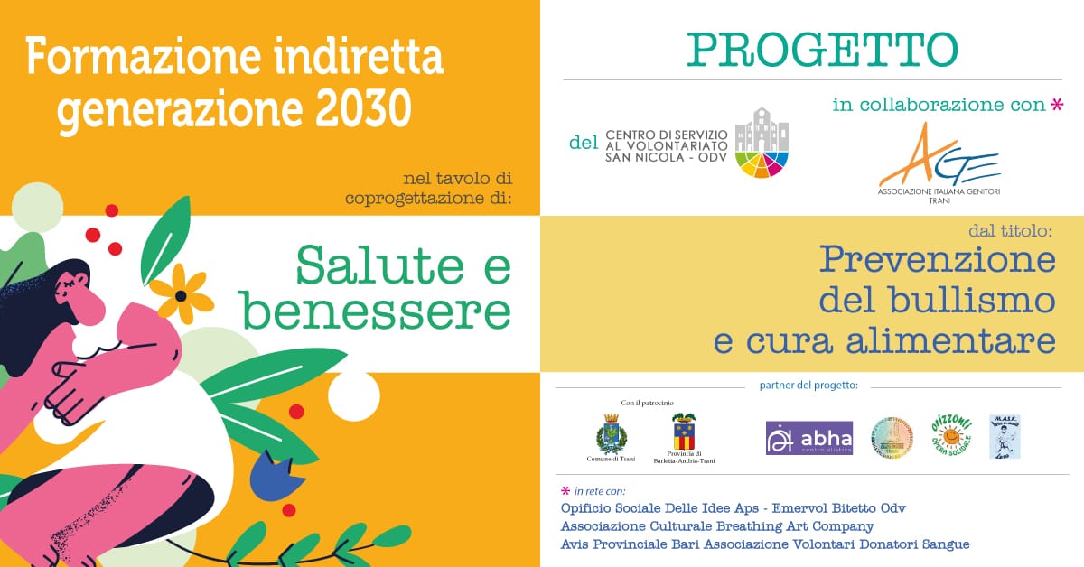 Banner Prevenzione del bullismo Salute e benessere formazione indiretta CSVSN