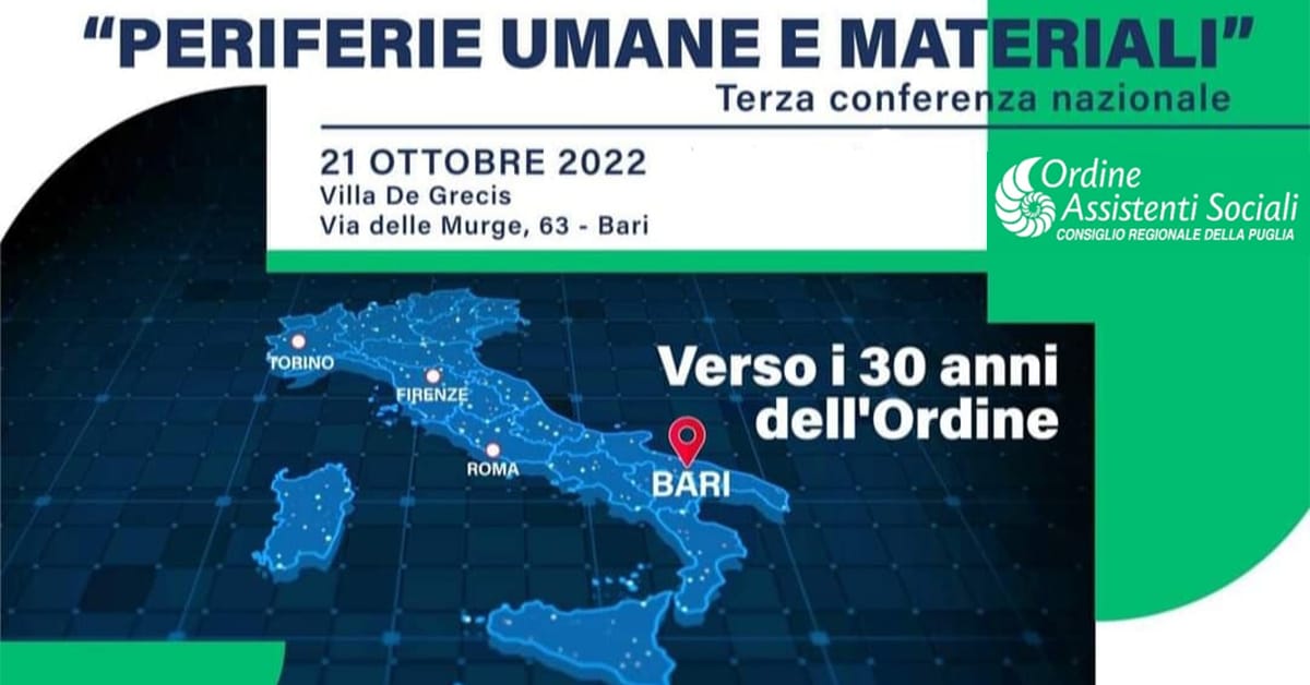 Banner periferie umane e materiali Conferenza nazionale Assistenti sociali