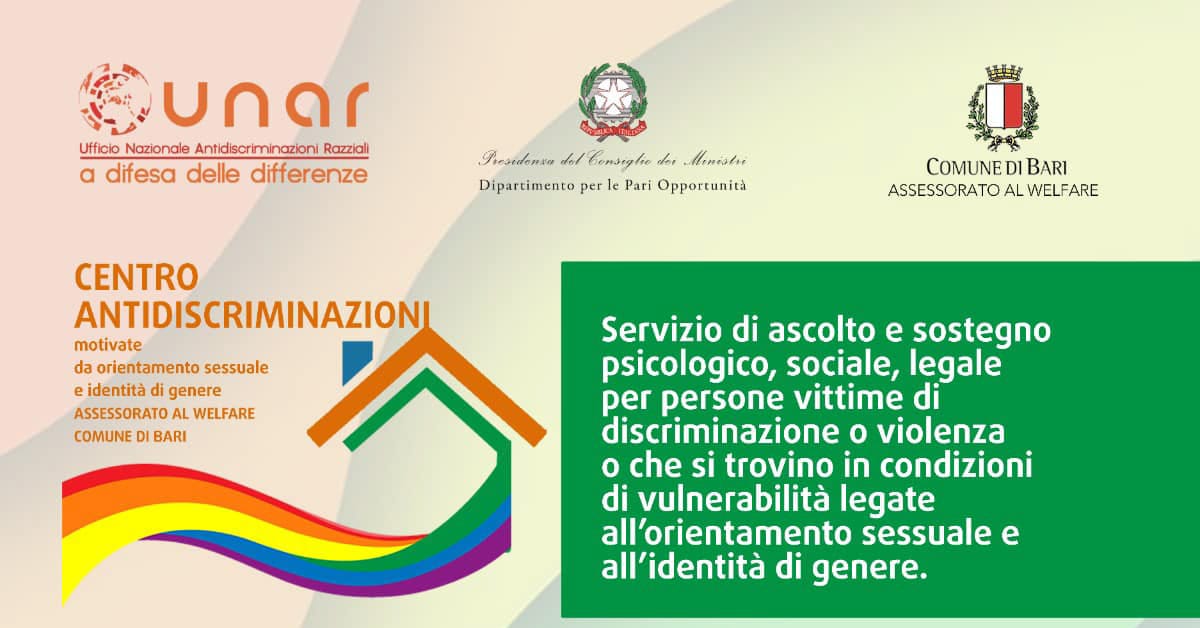 Banner Centro antidiscriminazioni pubblico Bari