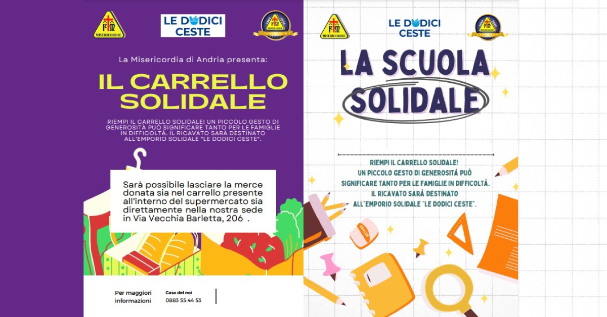 Banner Il carrello e la scuola solidali emporio Dodici Ceste Andria
