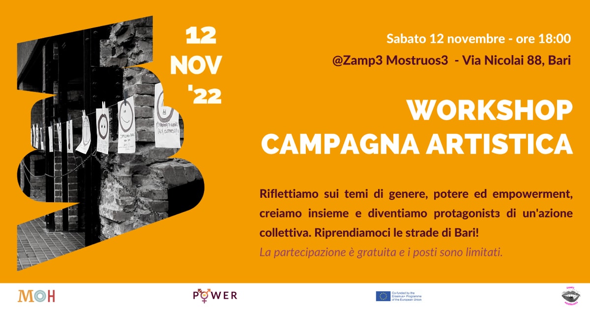 Banner Workshop campagna artistica genere potere empowerment MOH Zampɜ mostruosɜ