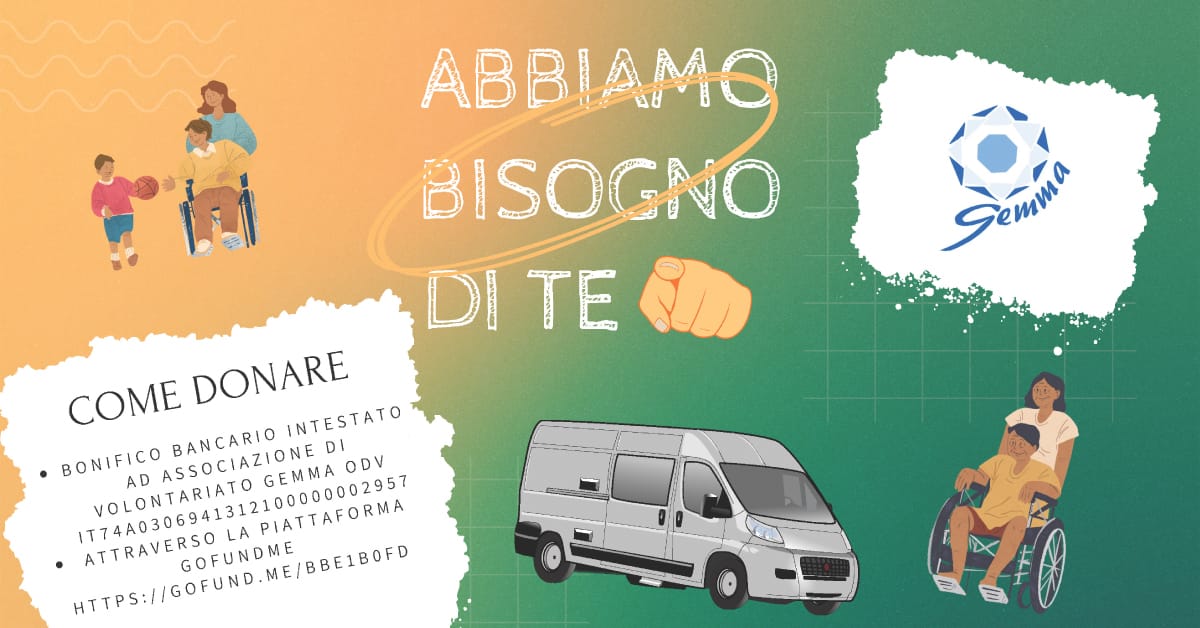 Banner Gemma Adelfia raccolta fondi mezzo trasporto persone disabili