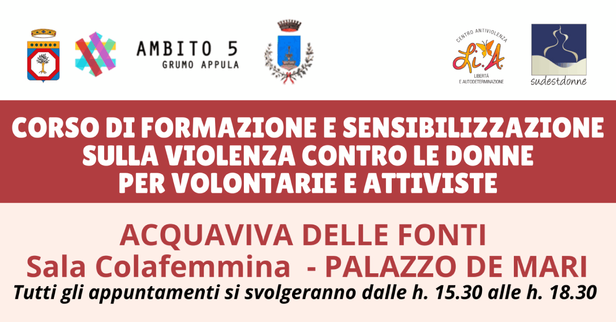 Banner corso per volontarie Centri Anti Violenza