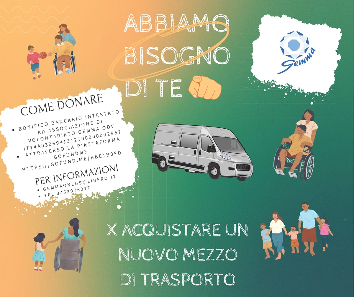 Gemma Adelfia raccolta fondi mezzo trasporto persone disabili