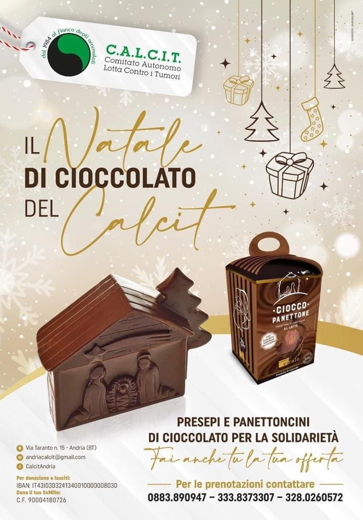 Locandina natale di cioccolato calcit andria 2022