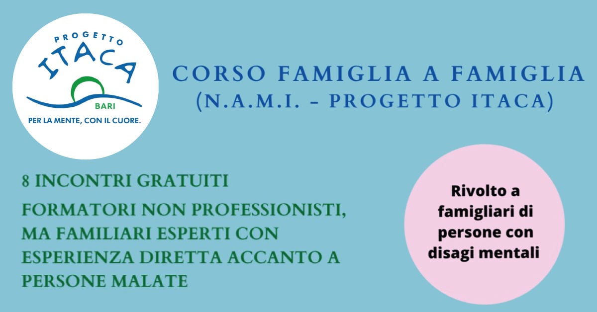 Banner corso Famiglia a Famiglia per familiari di persone con disagio mentale