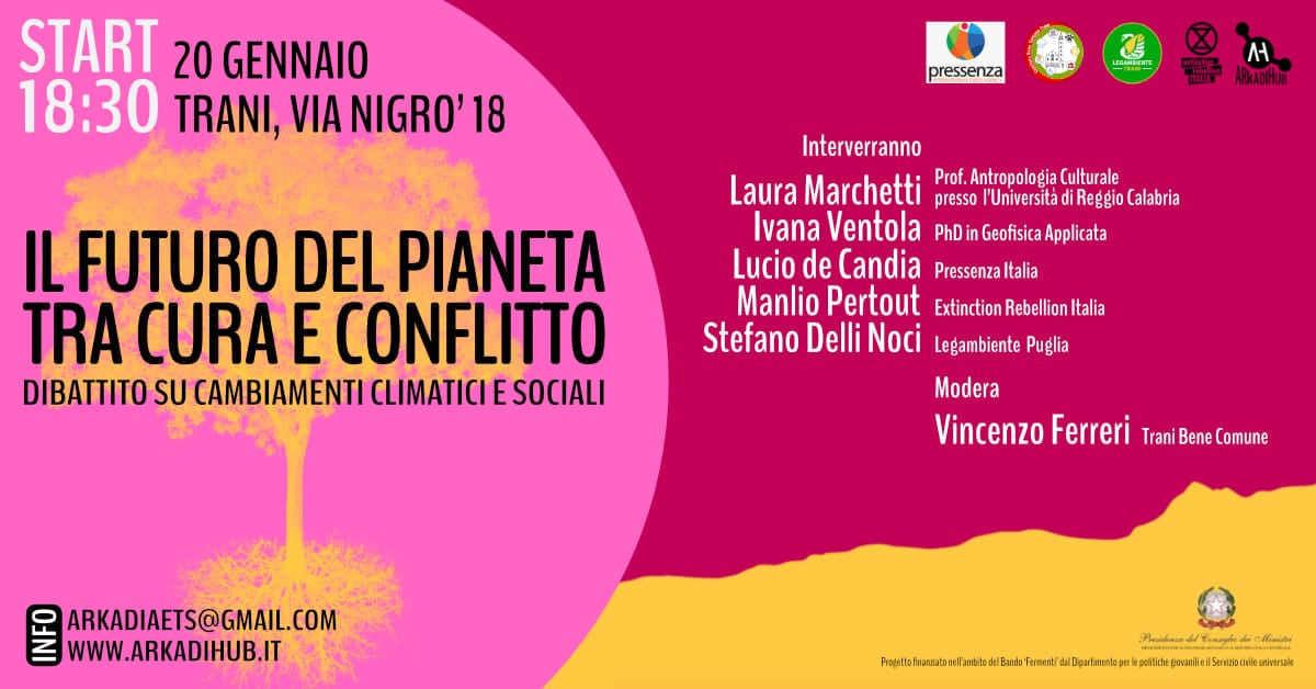 Banner il futuro del pianeta tra cura e conflitto Trani 2023