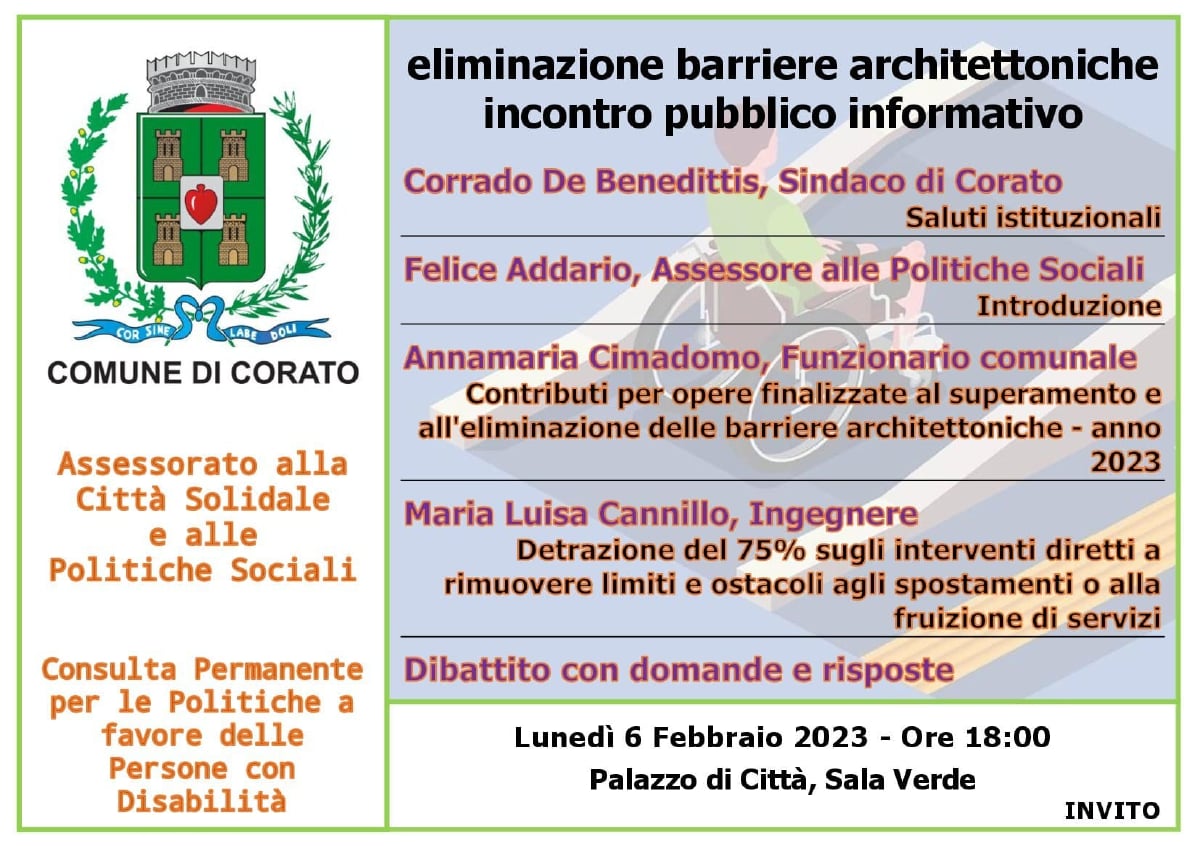 Banner Corato Incontro eliminazione barriere architettoniche