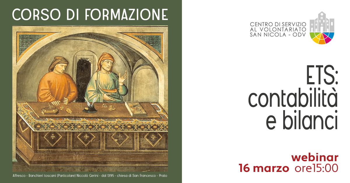 Banner Formazione diretta CSVSN webinar Contabilità ETS bilancio esercizio bilancio sociale fiscalità gestione Runts