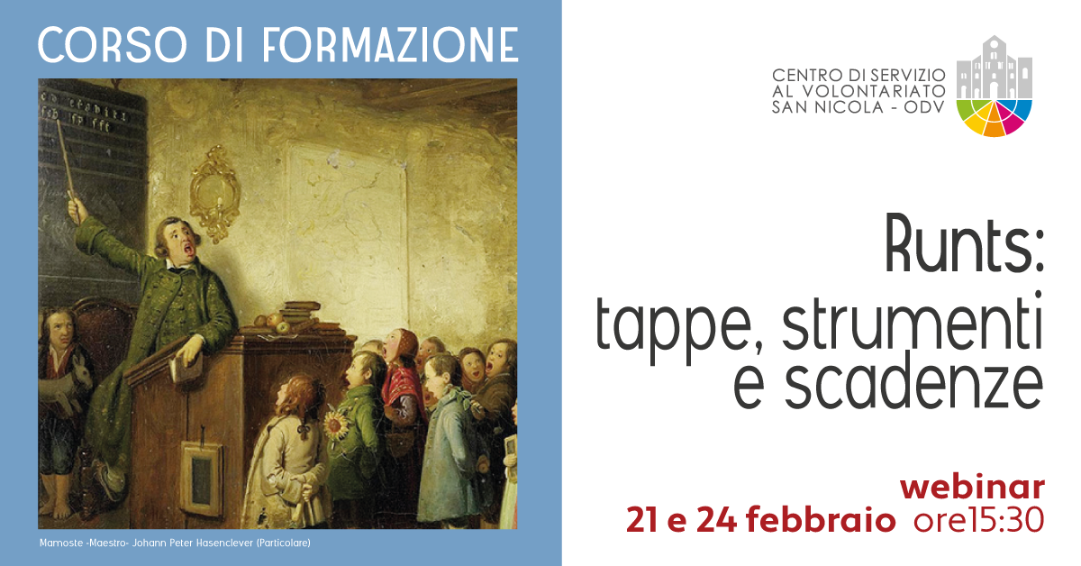 Banner Formazione diretta CSVSN webinar Runts tappe strumenti scadenze
